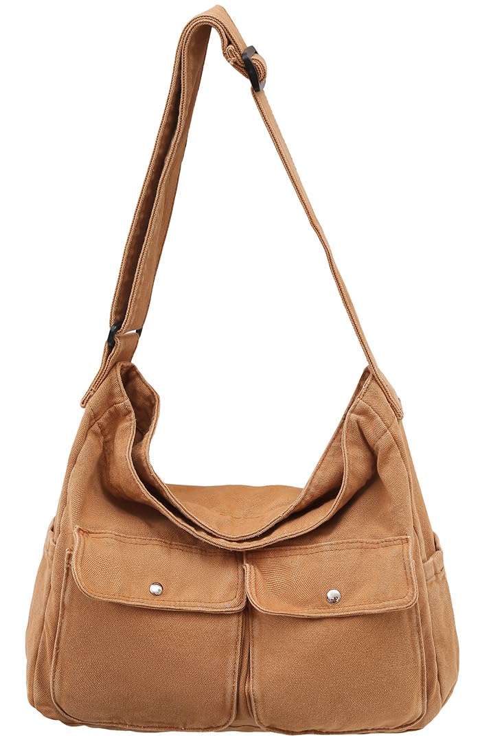 Large Canvas Hobo Messenger Bag – Casual Crossbody Shoulder Bag for Women