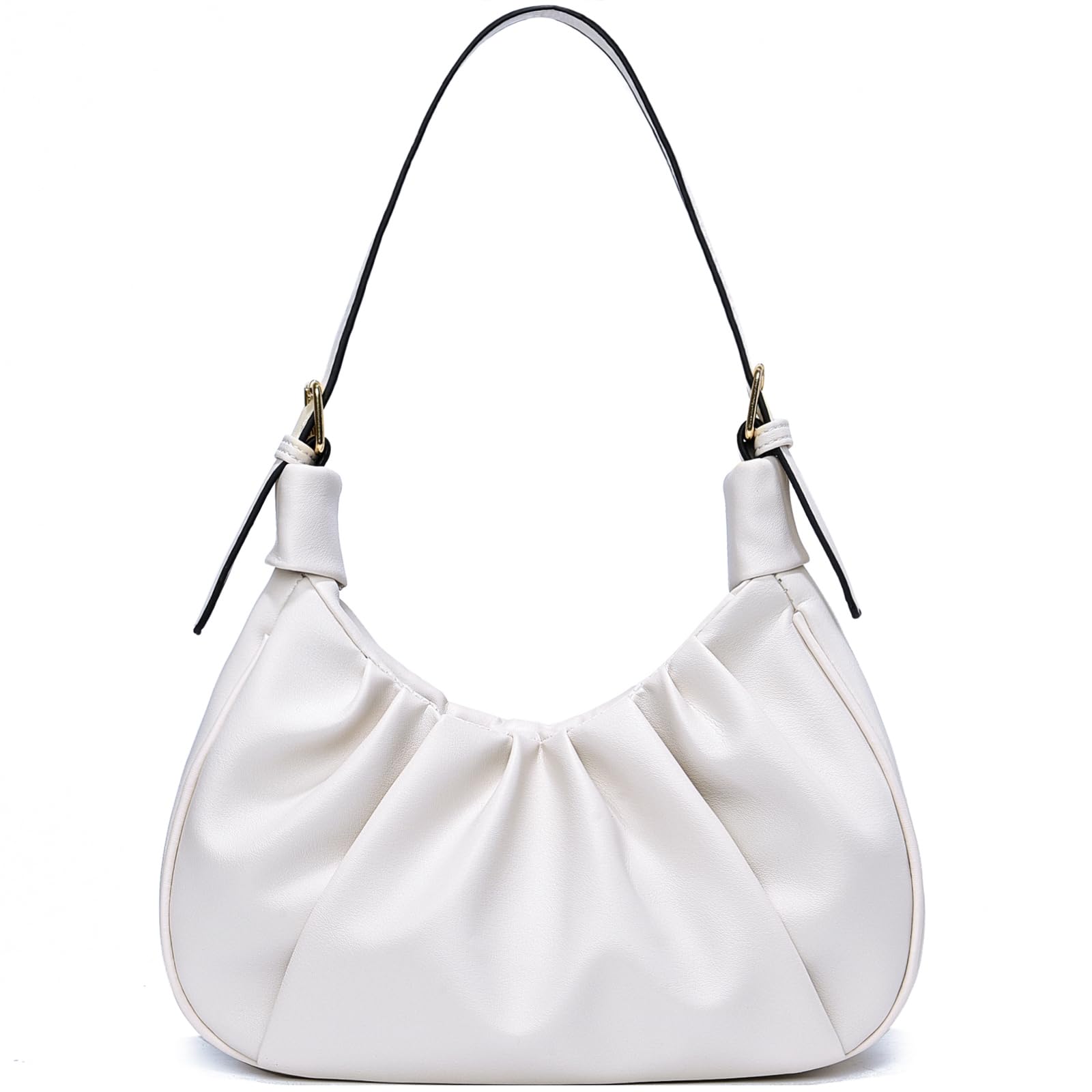 Women’s Ruched Cloud Shoulder Bag – Trendy Vegan Leather Hobo Purse, Soft Mini Underarm Handbag