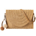 Women’s Woven Straw Crossbody Bag – Handmade Summer Beach Shoulder Purse