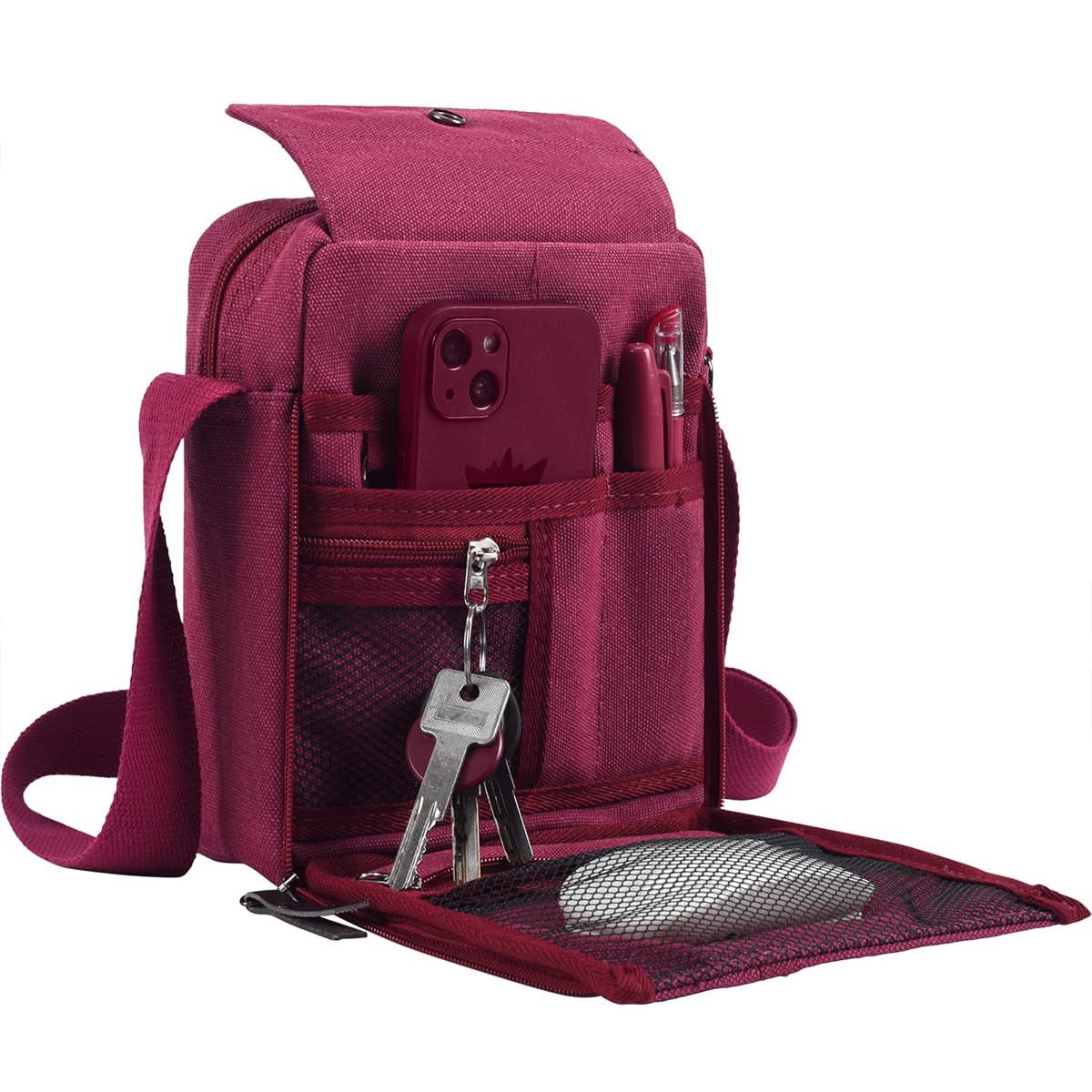 Mini Crossbody Messenger Bag – Multi-Pocket Travel Shoulder Bag