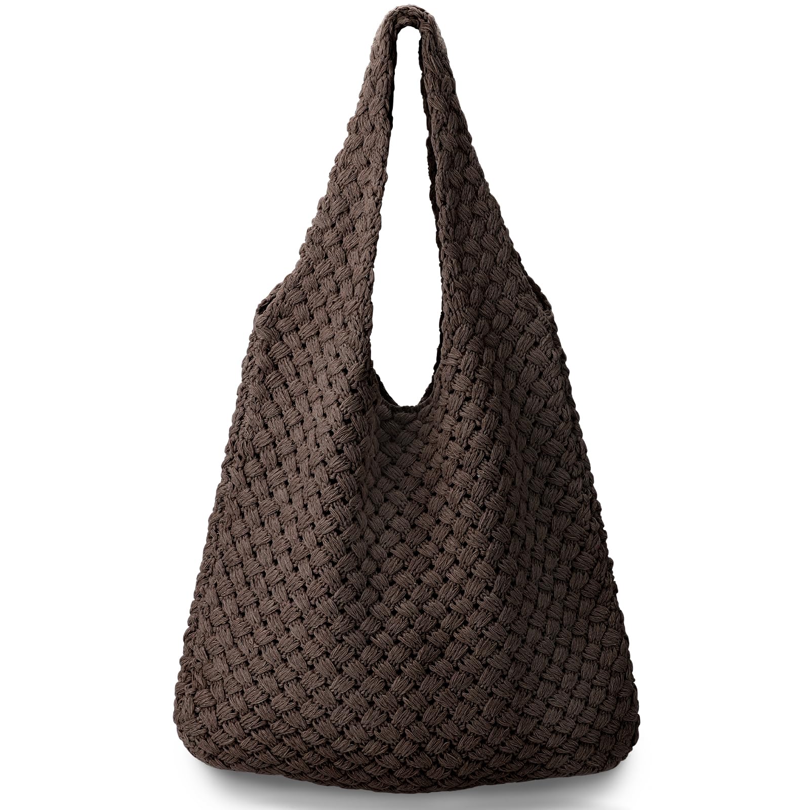 Boho Crochet Shoulder Tote Bag – Handmade Woven Knit Bag for Women