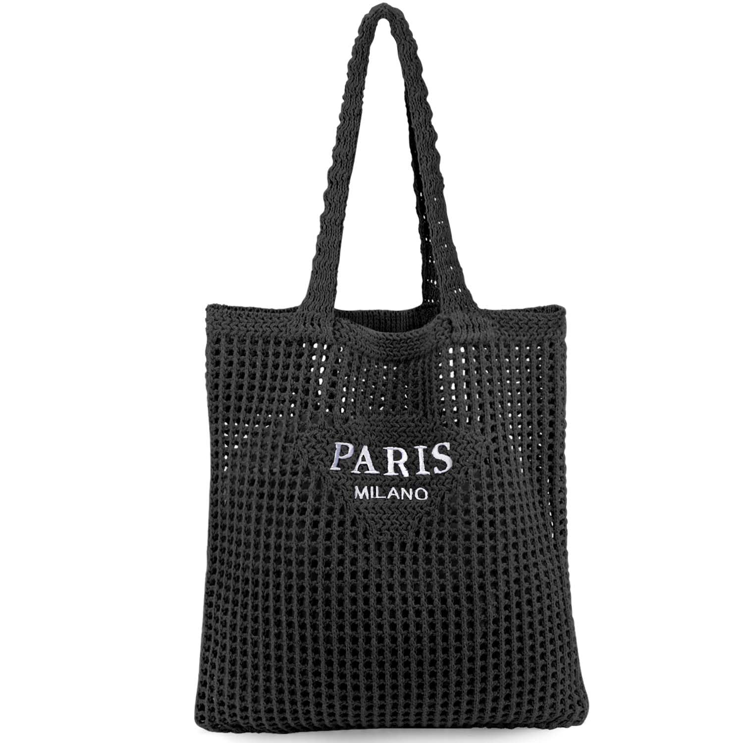 Large Crochet Mesh Tote Bag – Aesthetic Knit Shoulder Bag for Women