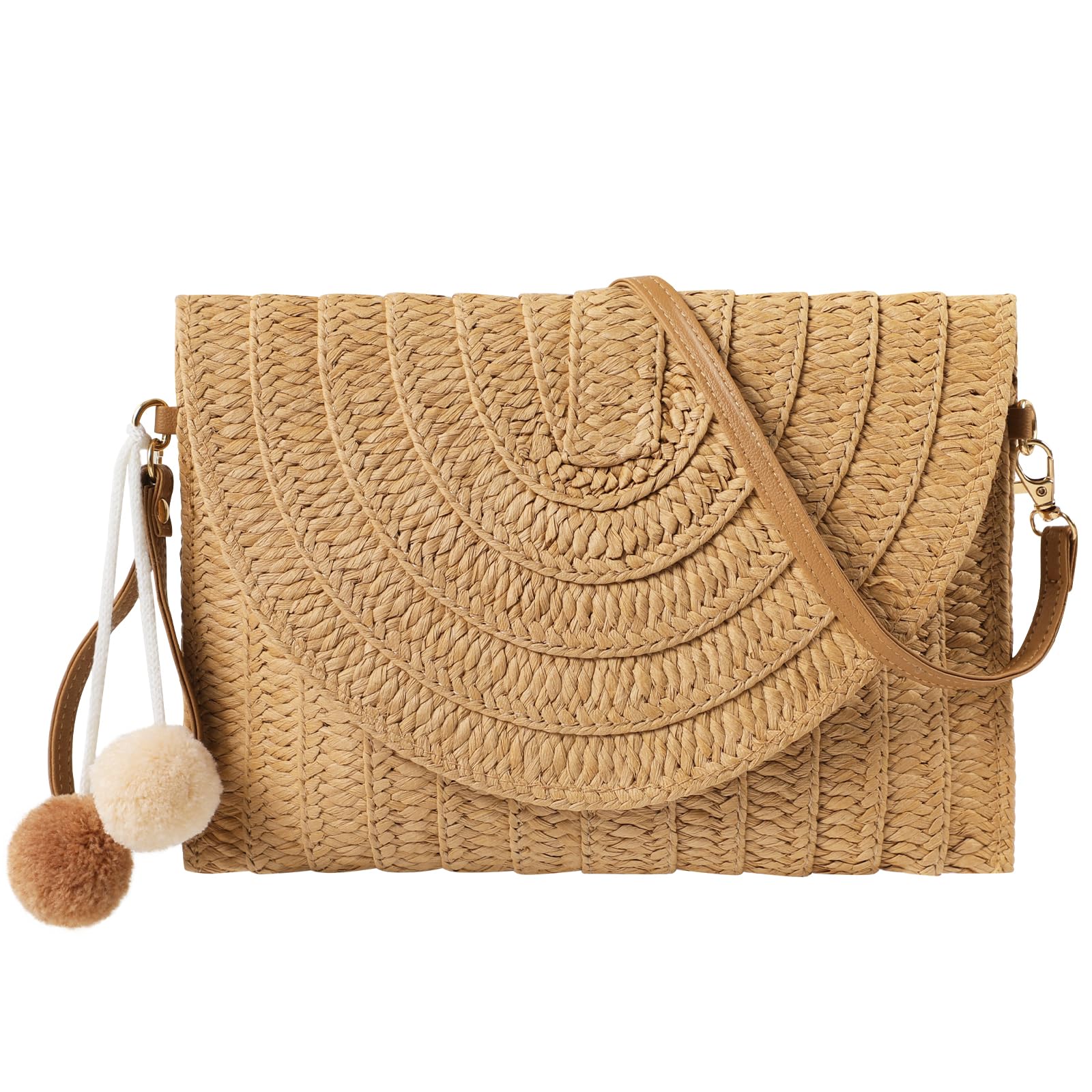 Women’s Woven Straw Crossbody Bag – Handmade Summer Beach Shoulder Purse