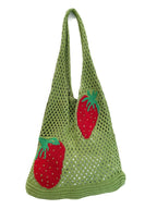 Cute Strawberry Crochet Tote Bag – Handmade Knit Shoulder Bag for Women